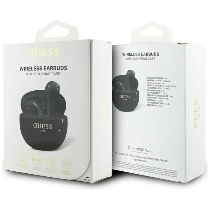 Guess Glossy Effect Egg Shape Printed Classic Logo TWS headphones - black - Headphones and speakers<<<HurtelXML