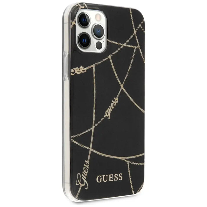 Guess Gold Chain Collection iPhone 12 Pro Max 6.7’’ Case - Black - Cell phone cases and covers<<<HurtelXML