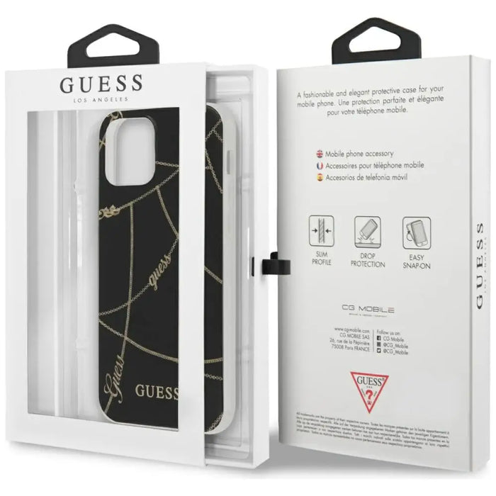 Guess Gold Chain Collection iPhone 12 Pro Max 6.7’’ Case - Black - Cell phone cases and covers<<<HurtelXML