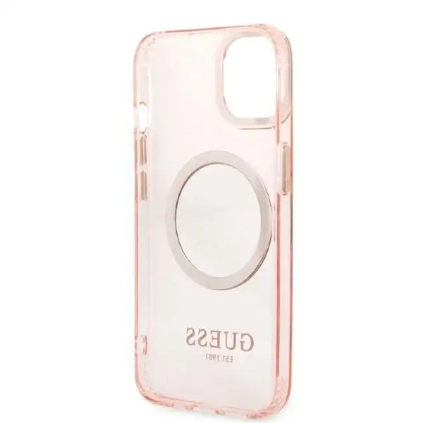 Guess Gold Outline Translucent MagSafe case for iPhone 13 - pink - Cell phone cases and covers<<<HurtelXML