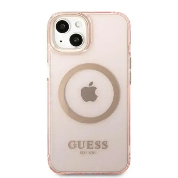 Guess Gold Outline Translucent MagSafe case for iPhone 13 - pink - Cell phone cases and covers<<<HurtelXML