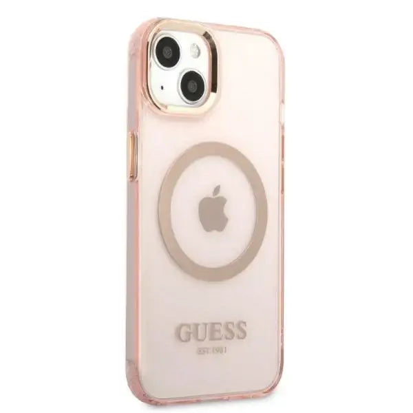 Guess Gold Outline Translucent MagSafe case for iPhone 13 - pink - Cell phone cases and covers<<<HurtelXML