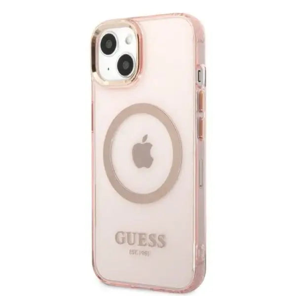 Guess Gold Outline Translucent MagSafe case for iPhone 13 - pink - Cell phone cases and covers<<<HurtelXML