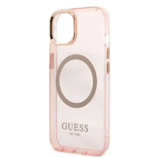 Guess Gold Outline Translucent MagSafe case for iPhone 13 - pink - Cell phone cases and covers<<<HurtelXML