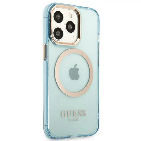 Guess Gold Outline Translucent MagSafe case for iPhone 13 Pro / iPhone 13 - blue - Cell phone cases