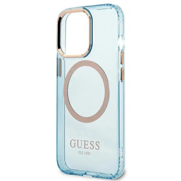 Guess Gold Outline Translucent MagSafe case for iPhone 13 Pro / iPhone 13 - blue - Cell phone cases