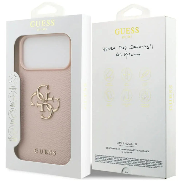 Guess Grained Big 4G & Classic Logo Case for iPhone 17 Pro Max - Pink - Cell phone cases and covers<<<HurtelXML