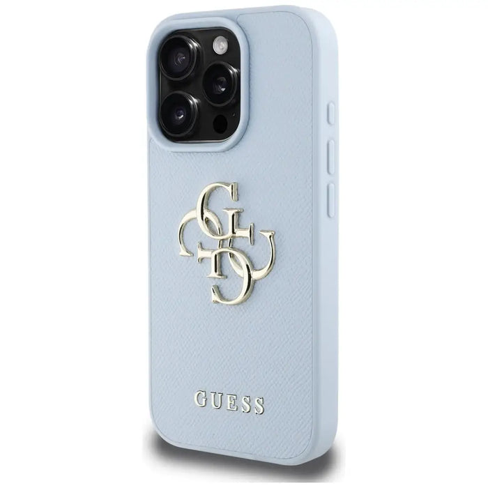 Guess Grained Big 4G Logo Small Classic Logo case for iPhone 16 Pro - blue - Cell phone cases and covers<<<HurtelXML