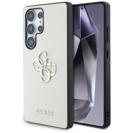 Guess Grained Big 4G Logo Small Classic Logo Case for Samsung Galaxy S25 Ultra beige - Cell phone cases