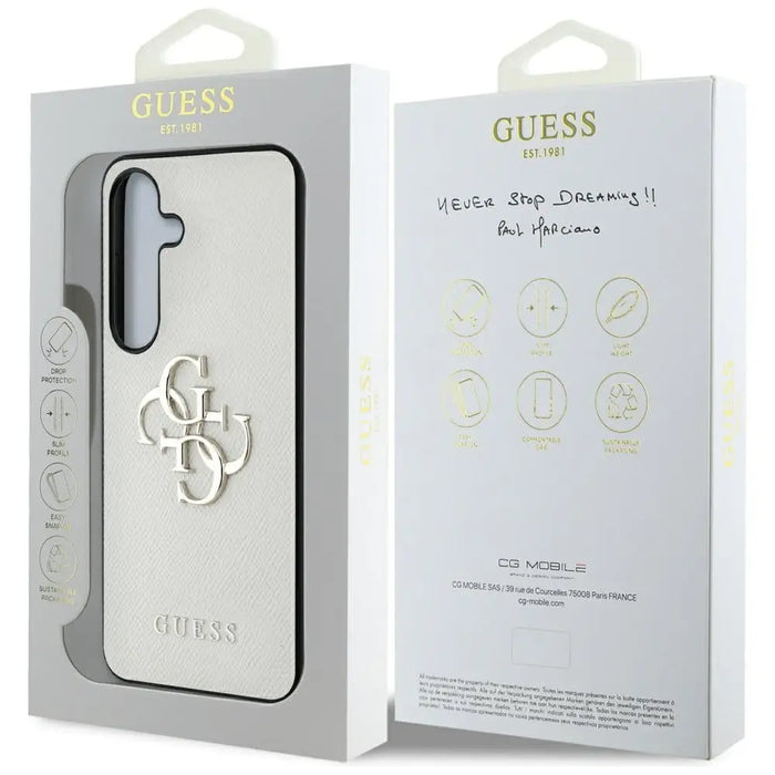 Guess Grained Big 4G Logo Small Classic Logo case for Samsung Galaxy S25 beige - Cell phone cases and covers<<<HurtelXML