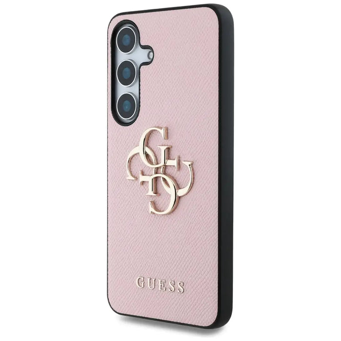 Guess Grained Big 4G Logo Small Classic Logo case for Samsung Galaxy S25 pink - Cell phone cases and covers<<<HurtelXML