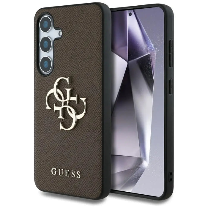 Guess Grained Big 4G Logo Small Classic Logo case for Samsung Galaxy S25 brown - Cell phone cases and covers<<<HurtelXML