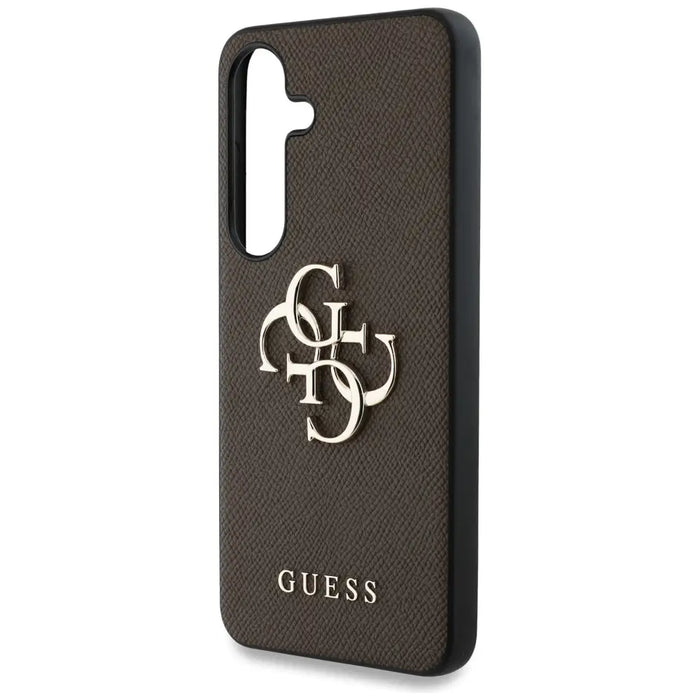 Guess Grained Big 4G Logo Small Classic Logo case for Samsung Galaxy S25 brown - Cell phone cases and covers<<<HurtelXML
