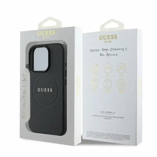 Guess Grained Gold Ring MagSafe case for iPhone 16 Pro - black - Cell phone cases and covers<<<HurtelXML