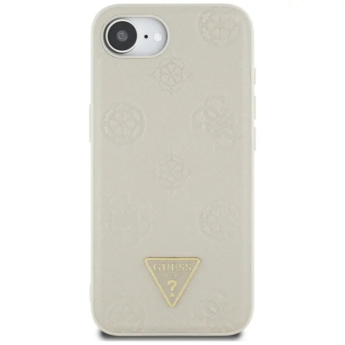 Guess Grained Hot Stamp Peony Triangle Logo MagSafe case for iPhone 16e - beige - Cell phone cases