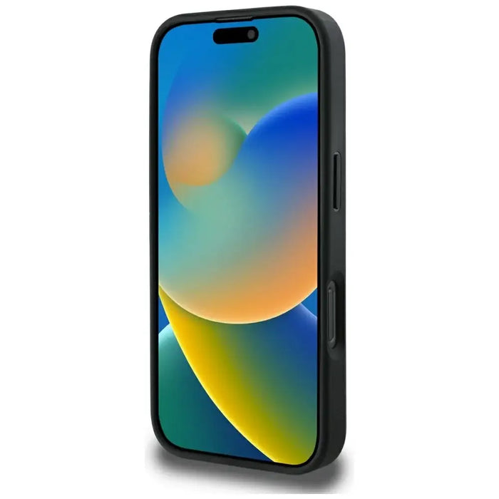 Guess Grained Hot Stamp Peony Triangle Logo MagSafe Case for iPhone 16 Pro Max - Black - Cell phone cases