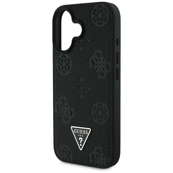 Guess Grained Hot Stamp Peony Triangle Logo MagSafe Case for iPhone 16 - Black - Cell phone cases and covers<<<HurtelXML
