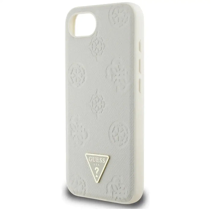 Guess Grained Hot Stamp Peony Triangle Logo MagSafe case for iPhone 16e - beige - Cell phone cases