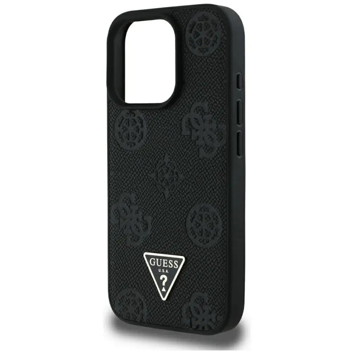Guess Grained Hot Stamp Peony Triangle Logo MagSafe Case for iPhone 16 Pro Max - Black - Cell phone cases