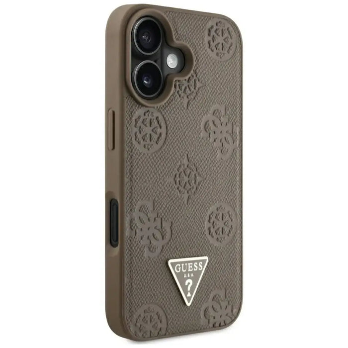 Guess Grained Hot Stamp Peony Triangle Logo MagSafe iPhone 16 Case - Brown - Cell phone cases and covers<<<HurtelXML