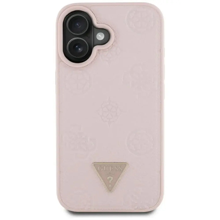 Guess Grained Hot Stamp Peony Triangle Logo MagSafe iPhone 16 Case - Pink - Cell phone cases and covers<<<HurtelXML