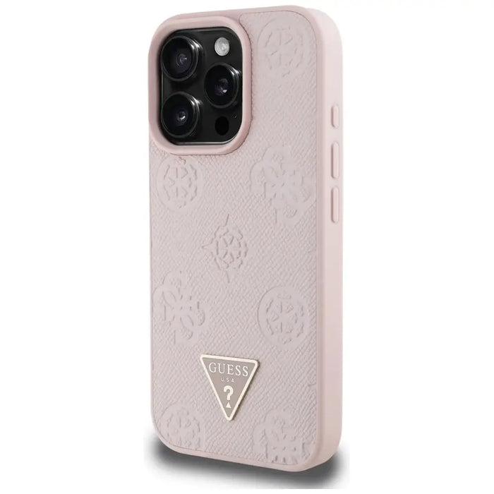 Guess Grained Hot Stamp Peony Triangle Logo MagSafe iPhone 16 Pro Case - Pink - Cell phone cases and covers<<<HurtelXML