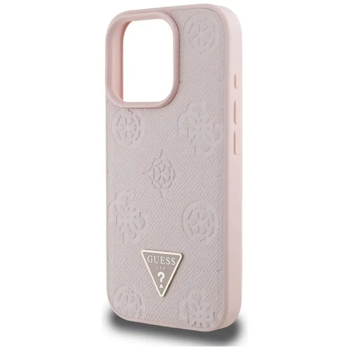 Guess Grained Hot Stamp Peony Triangle Logo MagSafe iPhone 16 Pro Case - Pink - Cell phone cases and covers<<<HurtelXML