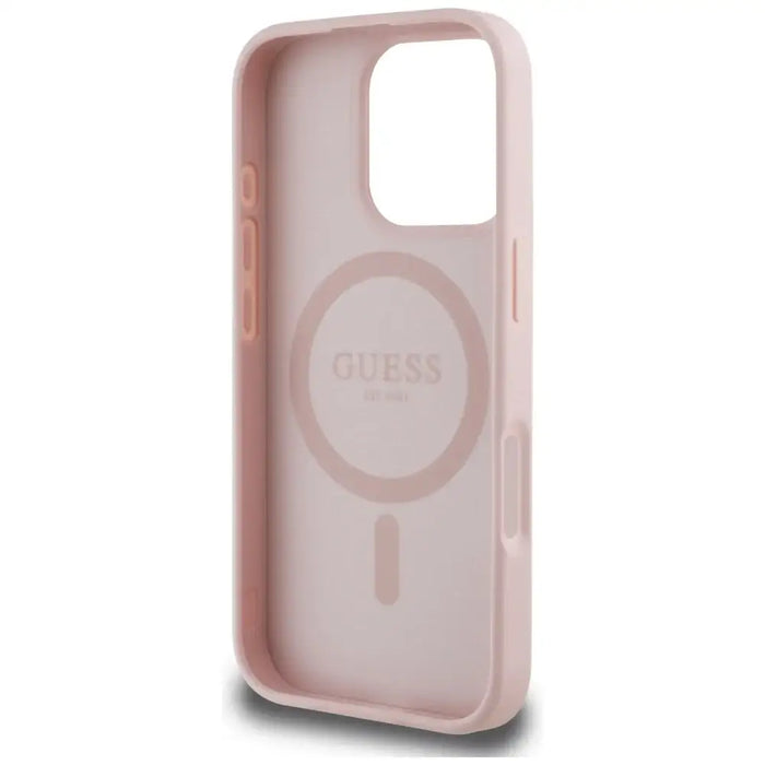 Guess Grained Printed Flower Pattern MagSafe Case for iPhone 16 Pro Pink - Cell phone cases and covers<<<HurtelXML