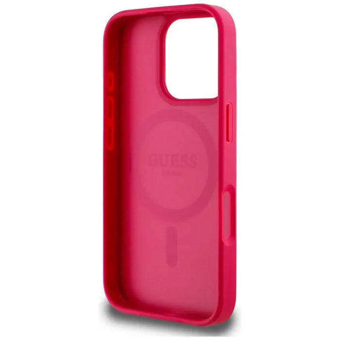 Guess Grained Printed Flower Pattern MagSafe case for iPhone 16 Pro fuchsia - Cell phone cases and covers<<<HurtelXML