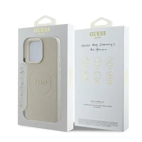 Guess Grained Ring MagSafe case for iPhone 16 Pro - beige - Cell phone cases and covers<<<HurtelXML