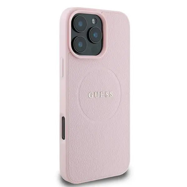 Guess Grained Ring MagSafe iPhone 16 Pro Case - Pink - Cell phone cases and covers<<<HurtelXML