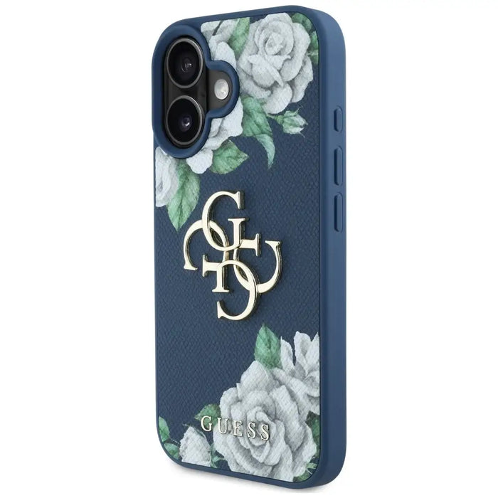 Guess Grained Roses Big 4G logo case for iPhone 16 - blue - Cell phone cases and covers<<<HurtelXML