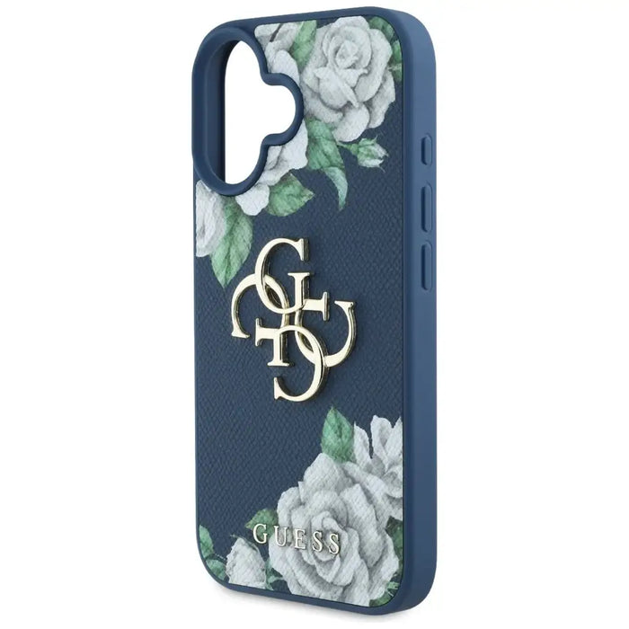 Guess Grained Roses Big 4G logo case for iPhone 16 - blue - Cell phone cases and covers<<<HurtelXML