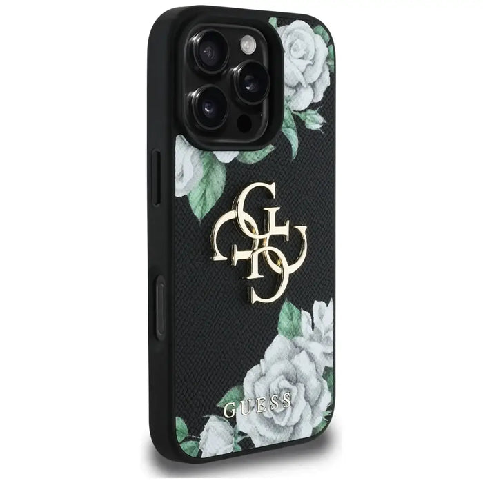 Guess Grained Roses Big 4G logo case for iPhone 16 Pro Max - black - Cell phone cases and covers<<<HurtelXML