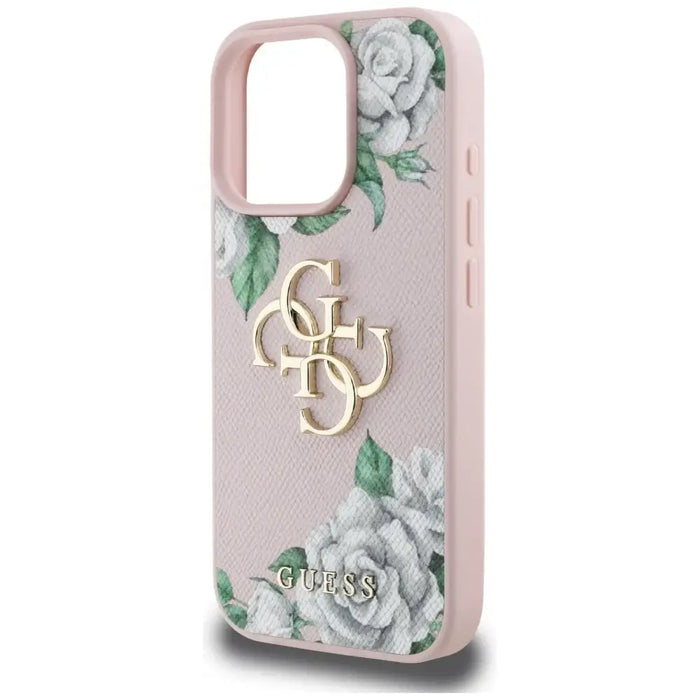 Guess Grained Roses Big 4G logo iPhone 16 Pro Max case - pink - Cell phone cases and covers<<<HurtelXML