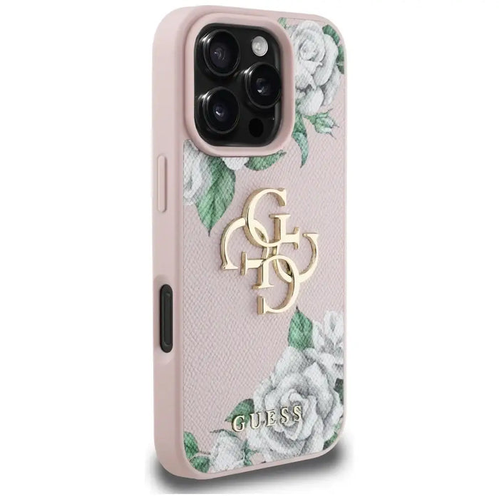 Guess Grained Roses Big 4G logo iPhone 16 Pro Max case - pink - Cell phone cases and covers<<<HurtelXML