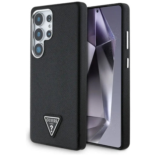 Guess Grained Triangle Logo MagSafe case for Samsung Galaxy S25 Ultra - black - Cell phone cases and covers<<<HurtelXML