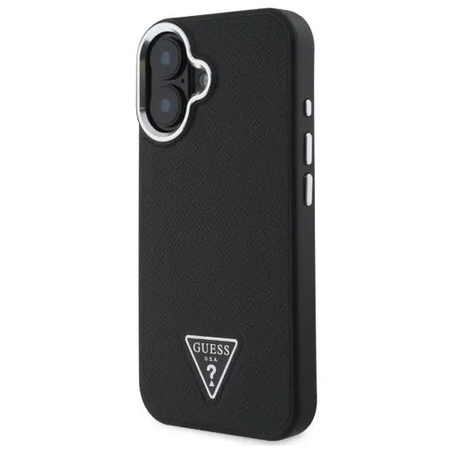 Guess Grained Triangle MagSafe case for iPhone 16 - black - Cell phone cases and covers<<<HurtelXML
