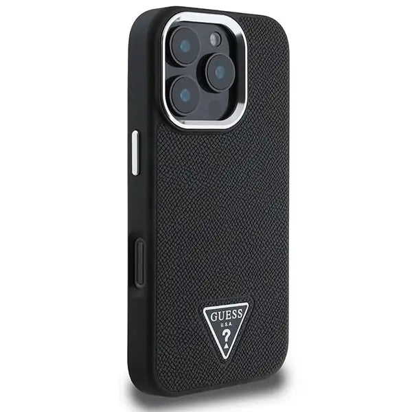 Guess Grained Triangle MagSafe case for iPhone 16 Pro - black - Cell phone cases and covers<<<HurtelXML