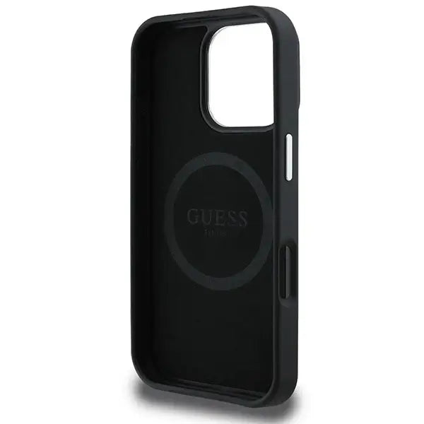 Guess Grained Triangle MagSafe case for iPhone 16 Pro - black - Cell phone cases and covers<<<HurtelXML