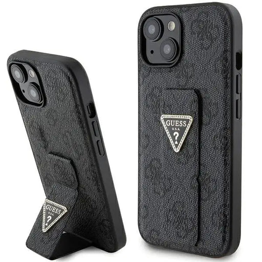 Guess Grip Stand 4G Triangle Strass case for iPhone 15 - black - Cell phone cases and covers<<<HurtelXML