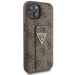 Guess Grip Stand 4G Triangle Strass case for iPhone 15 - brown - Cell phone cases and covers<<<HurtelXML
