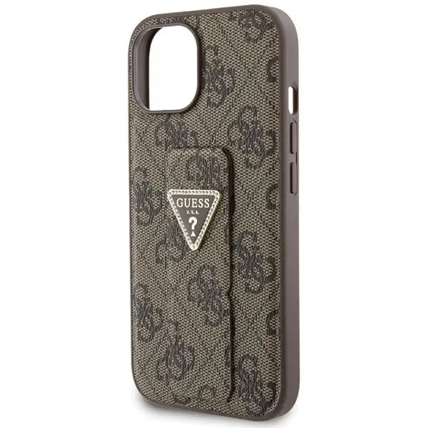 Guess Grip Stand 4G Triangle Strass case for iPhone 15 - brown - Cell phone cases and covers<<<HurtelXML