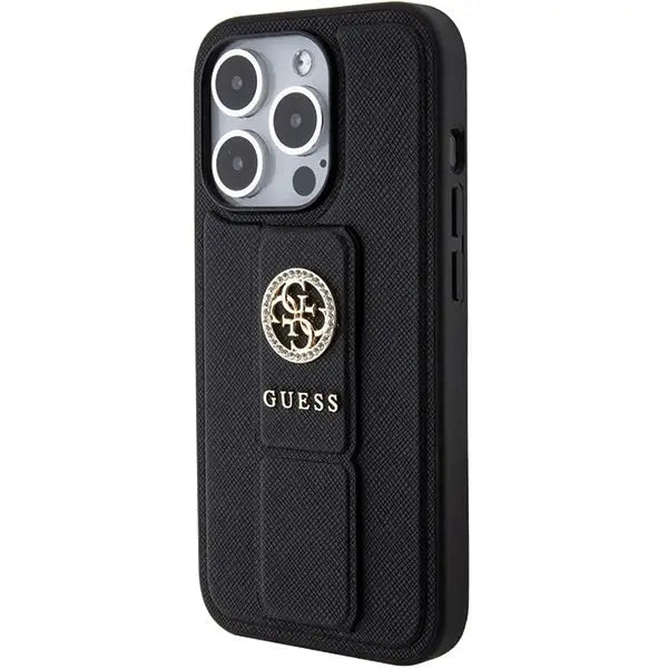Guess Grip Stand 4G Triangle Strass case for iPhone 15 Pro - black - Cell phone cases and covers<<<HurtelXML