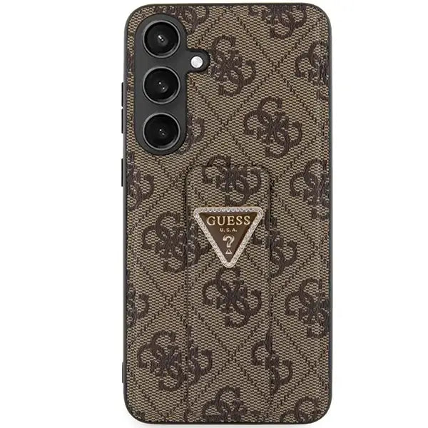 Guess Grip Stand 4G Triangle Strass case for Samsung Galaxy S24+ - brown - Cell phone cases and covers<<<HurtelXML