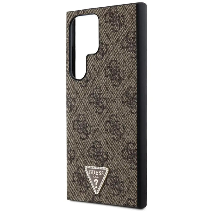 Guess Grip Stand 4G Triangle Strass Case for Samsung Galaxy S24 Ultra - Brown - Cell phone cases and covers<<<HurtelXML
