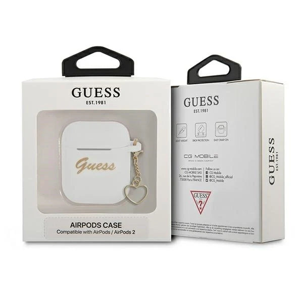 Guess GUA2LSCHSH AirPods 1/2 cover white/white Silicone Charm Heart Collection - Cell phone cases and covers<<<HurtelXML