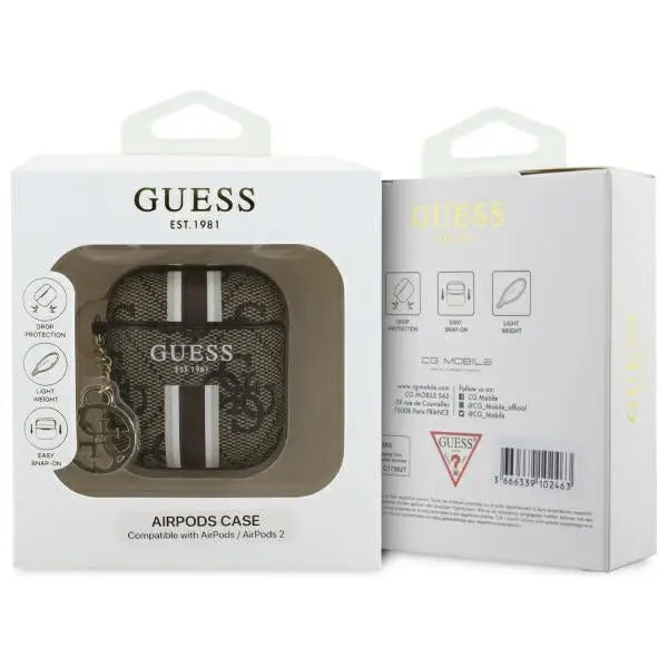 Guess GUA2P4RPSW AirPods 1/2 cover brown/brown 4G Printed Stripes Charm - Cell phone cases and covers<<<HurtelXML