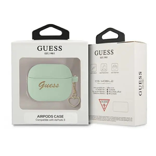Guess GUA3LSCHSN AirPods 3 cover green/green Silicone Charm Heart Collection - Cell phone cases and covers<<<HurtelXML