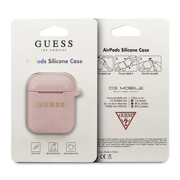 Guess GUACCSILGLLP AirPods cover light pink / pink Silicone Glitter - Cell phone cases and covers<<<HurtelXML